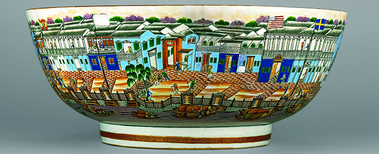 Fig. 2: Punch bowl, China, about 1800. Porcelain. D. 15¾ inches. Gift of Euchlin and Louise Herreshoff Reeves. Photography by Kevin Remington.