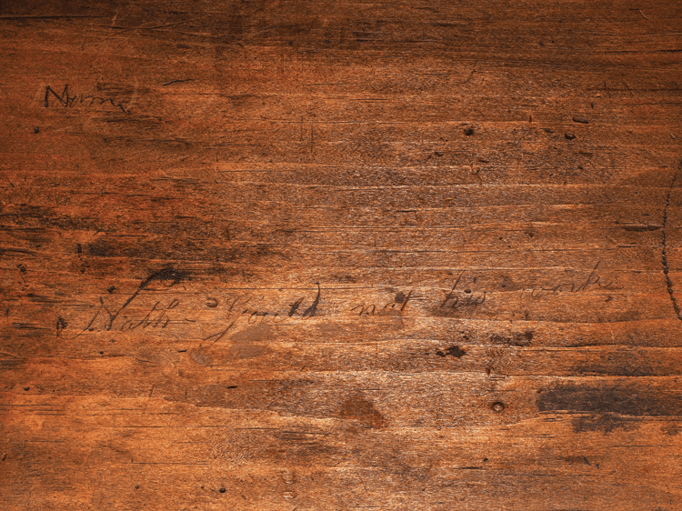 Fig. 2: Detail of cat. 8 showing Nathaniel Gould’s signature and the inscription “not his work.” Courtesy The Metropolitan Museum of Art, New York: Gift of Mrs. Russell Sage (10.125.81). Photography by Gavin Ashworth.