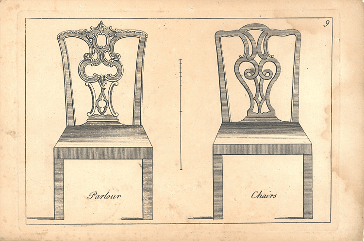 Fig. 5: Robert Manwaring, Cabinet and Chair-Maker’s Real Friend and Companion (Printed for Henry Webley, 1765), detail of plate 9. Phillips Library, Peabody Essex Museum, Salem, Massachusetts.