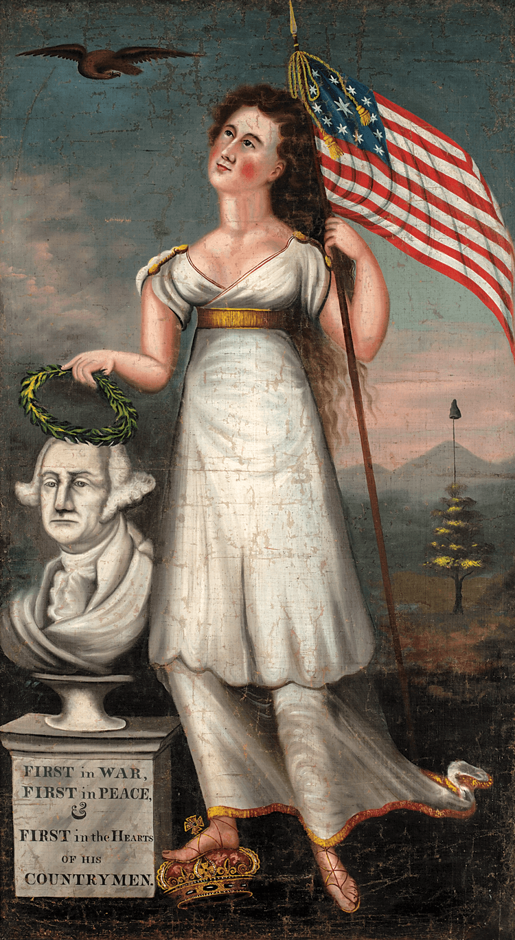 Fig. 5: Unidentified artist Liberty and Washington Window Shade, ca. 1805 Oil on canvas. 73 x 43⅞ x 1½ inches Fenimore Art Museum, Cooperstown, N.Y. Photography by Richard Walker Ex collection Viola and Elie Nadelman