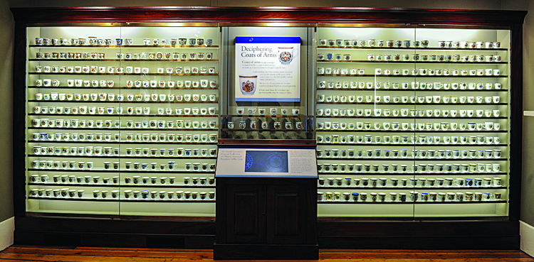 Fig. 6: View of the David Sanctuary Howard Collection of Chinese armorial porcelain coffee cups. Photography by Kevin Remington.