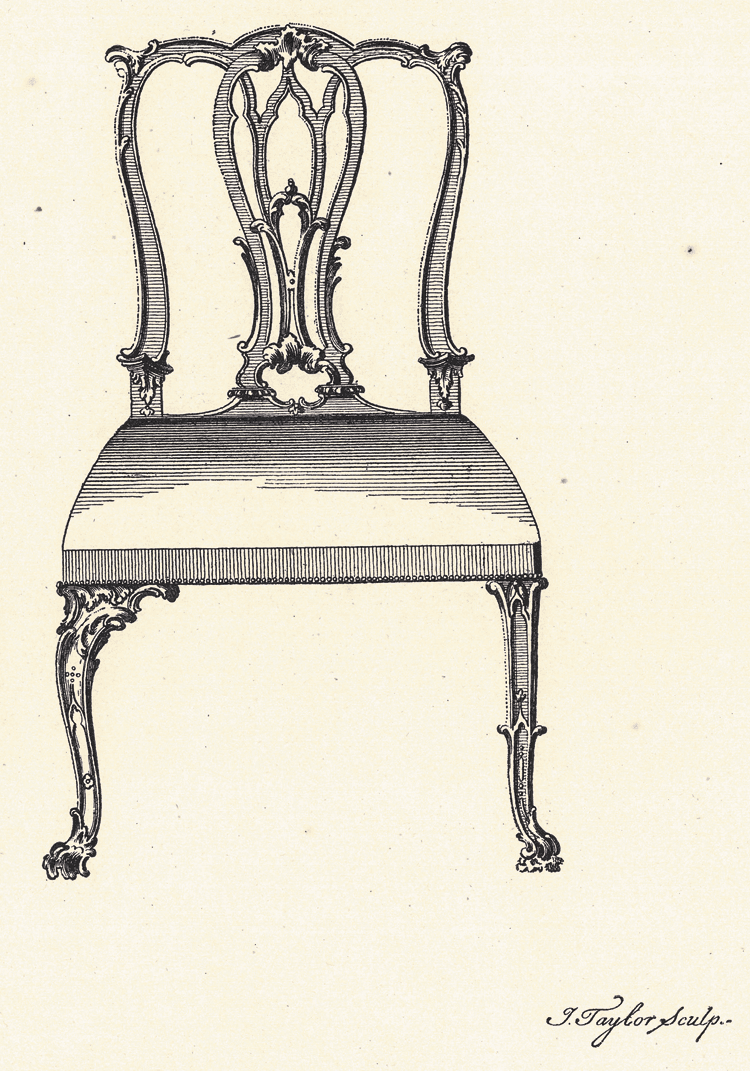 Fig. 7: Thomas Chippendale, The Gentleman and Cabinet-Maker’s Director, 3rd edition (Printed for the Author, 1762), detail of plate 14, Phillips. Library, Peabody Essex Museum, Salem, Massachusetts.