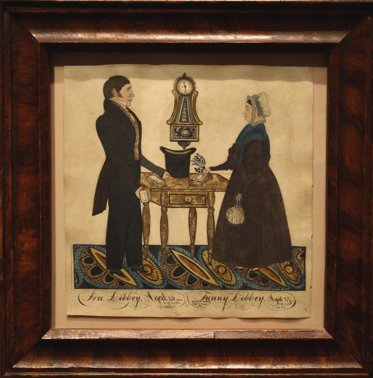 Fig. 10: Joseph H. Davis (1811–1865) Ira and Fanny Libby, Beach Ridge, North Berwick, Maine, 1834 Watercolor and ink on paper, 11½ x 11½ inches Photography by Todd Kenyon Private collection Ex collection Jean and Howard Lipman, Edith Halpert