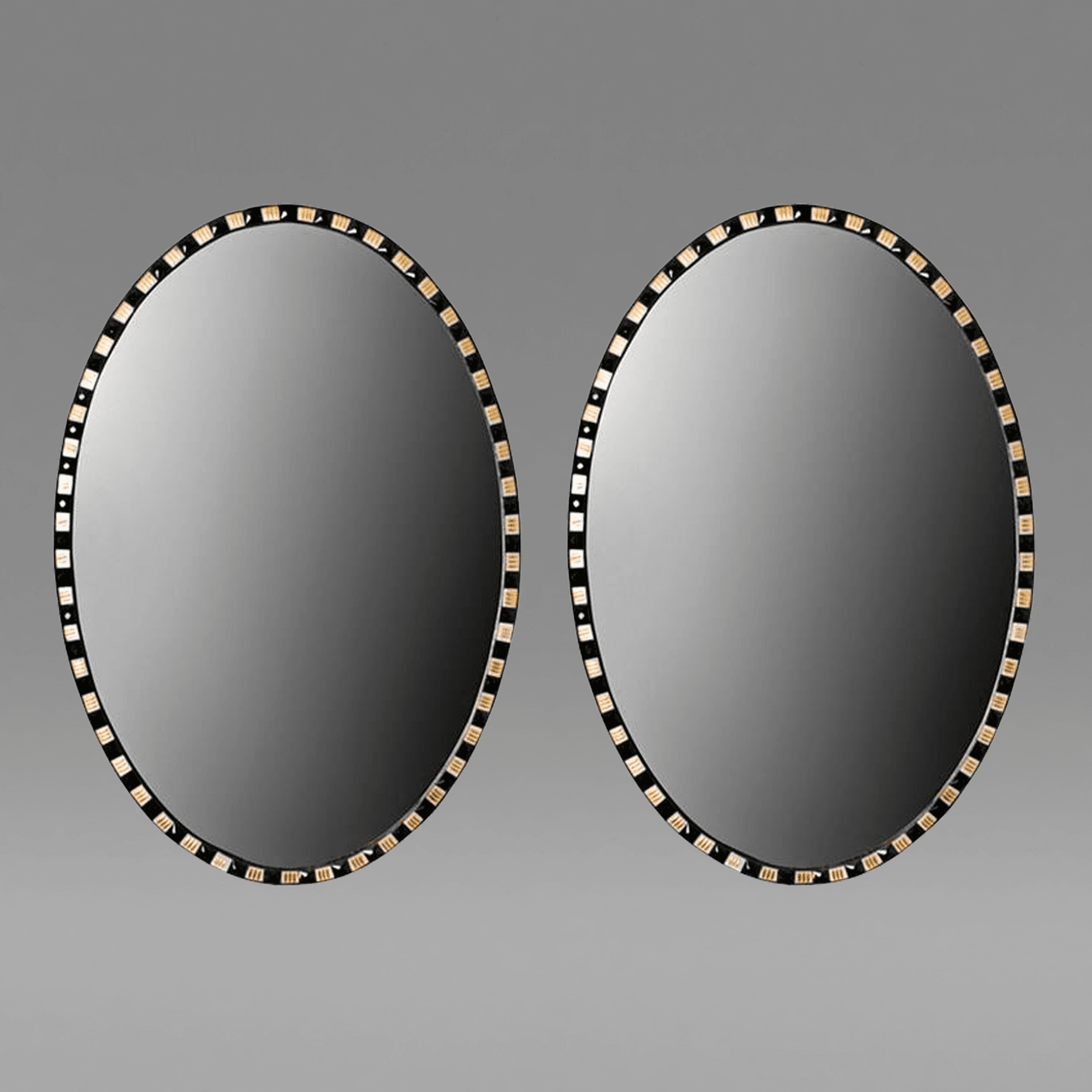 Pair of Irish oval Waterford mirrors. Offered by Douglas Rosin Decorative Arts and Antiques.