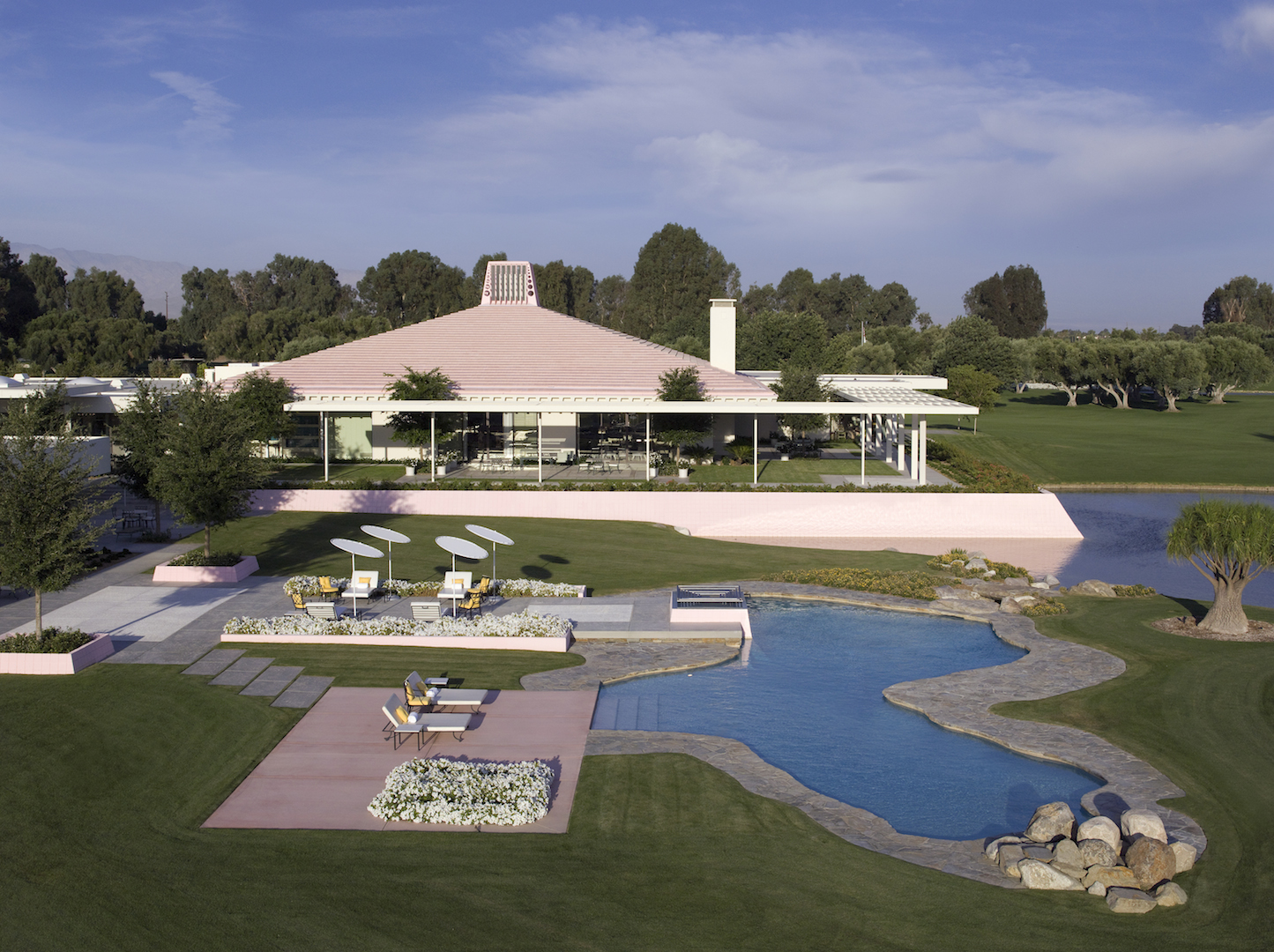 Exterior rear view of historic house. Photo by Ken Hayden. ©The Annenberg Foundation Trust at Sunnylands.
