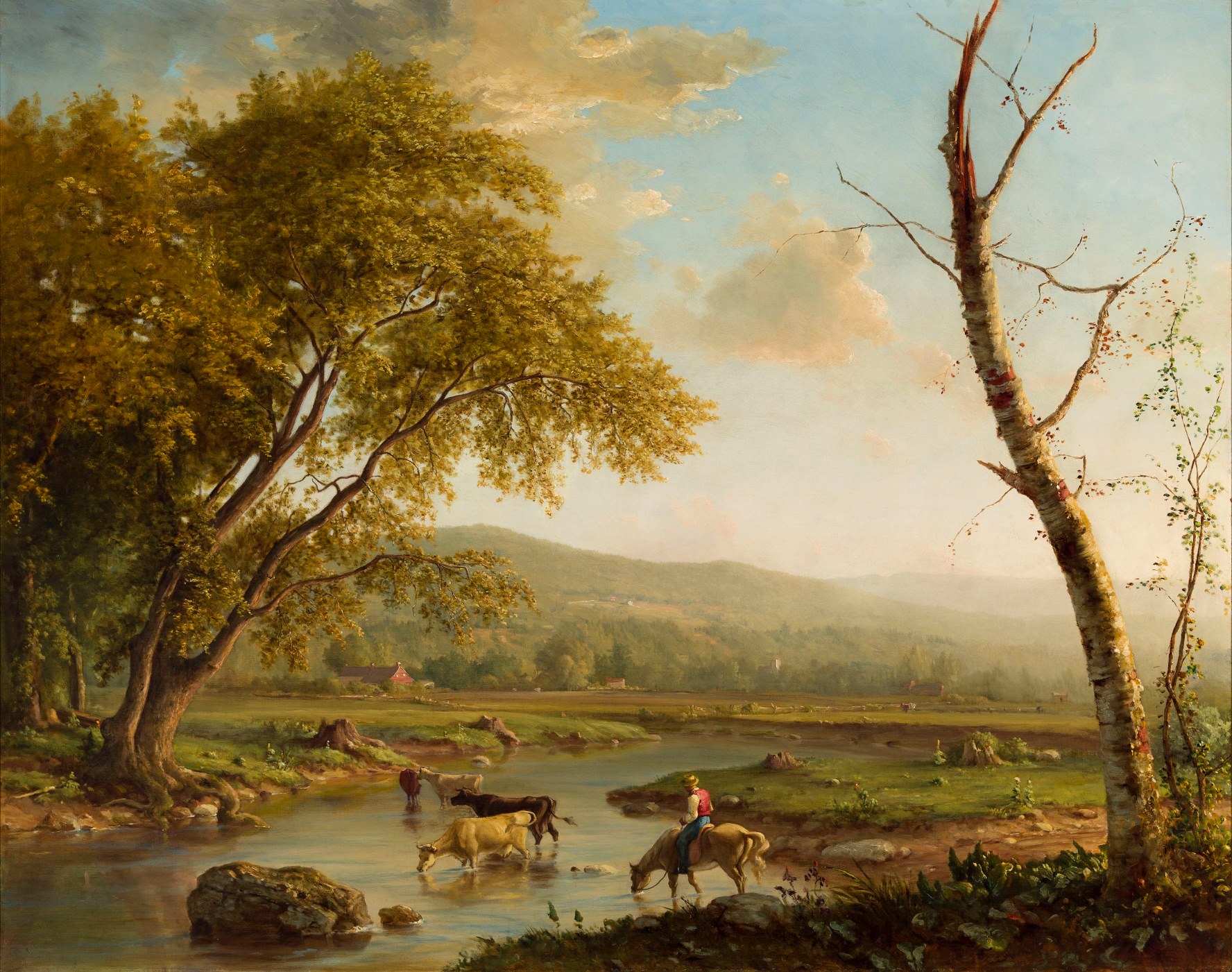 George Inness Pastoral Scene, 1857, Oil on canvas, framed: 46 1/2 x 57 in (118.11 x 144.78 cm), Museum purchase, Deaccessioned Art Fund, 2007.45.