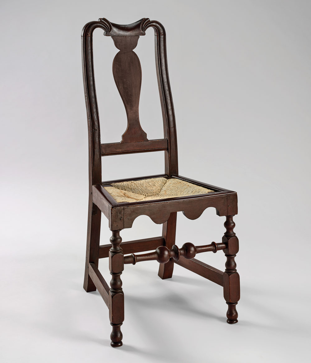 Fig. 5: Side chair, probably Newport, 1730–1760. Maple. H. 41⅜, W. 19, D. 18⅜ in. Yale University Art Gallery, New Haven, Conn.; Gift of Anne H. and Frederick Vogel III, in memory of Mary and John Walton (2016.40.1); (RIF6074).