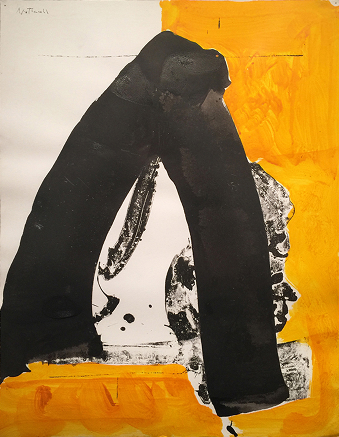 Robert Motherwell (American 1915-1991), I.H. Series No. 22, 1970. Acrylic, ink and lithograph on paper, 22 x 17 inches. Signed upper left: Motherwell. Offered by Taylor Graham.