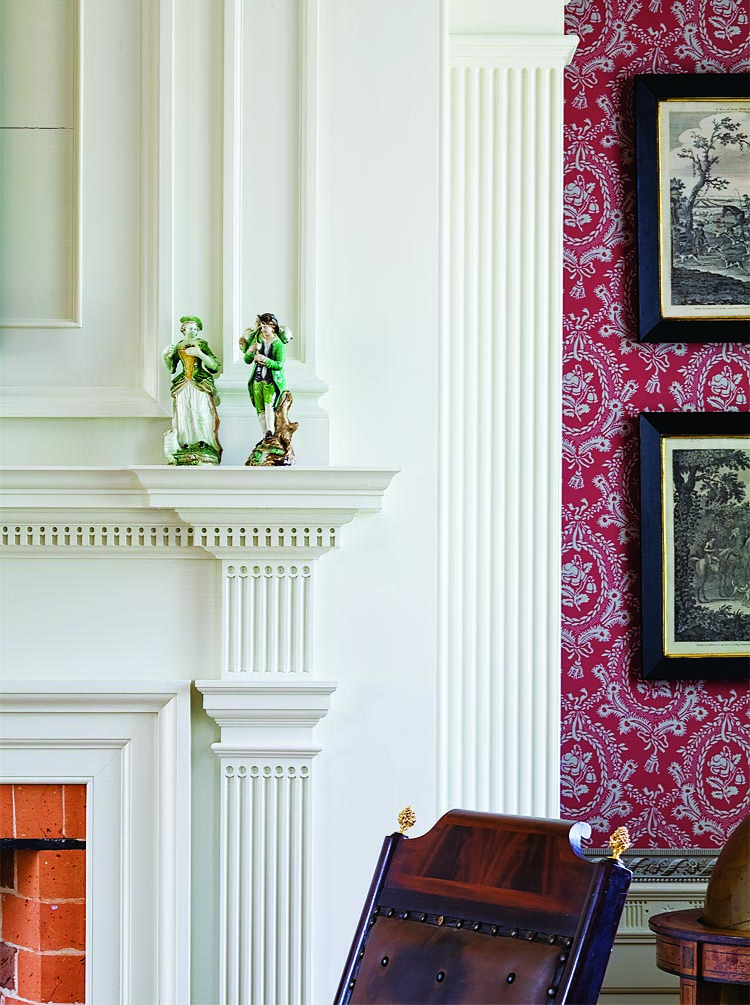 Detail of the Mantel. The woodwork is based on architectural evidence.