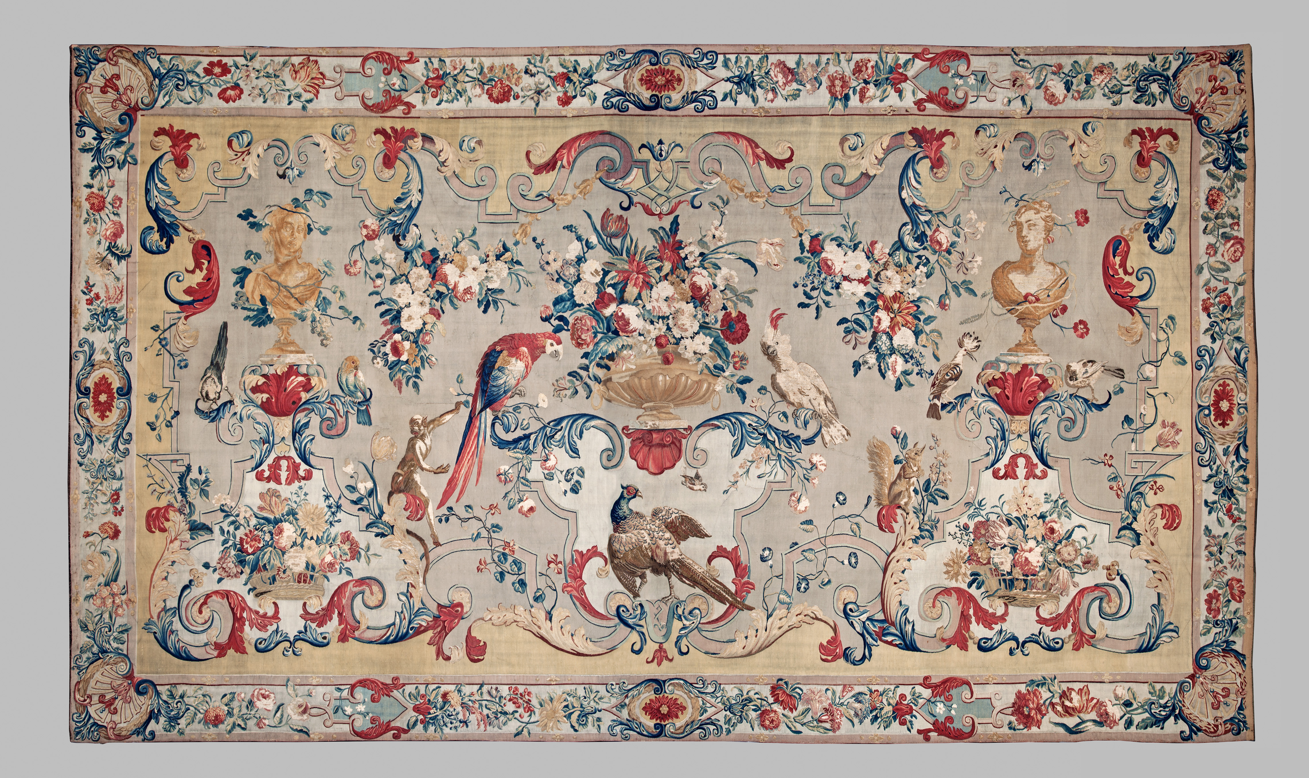 A silk and wool Soho arabesque tapestry attributed to Joshua Morris. England, c. 1725. H. 270, W. 460 CM. Available through Mallett.