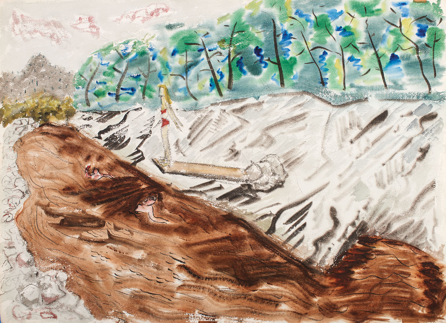 Fig. 7: Milton Avery (1885–1965), The Swimming Hole, 1943. Watercolor on paper, 22 × 30 inches. Private Collection. © 2016 The Milton Avery Trust / Artists Rights Society (ARS), New York.