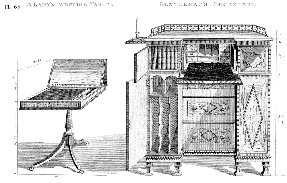 Thomas Sheraton, The Cabinet Dictionary (London, 1803), “Gentleman’s Secretary,” plate 68.