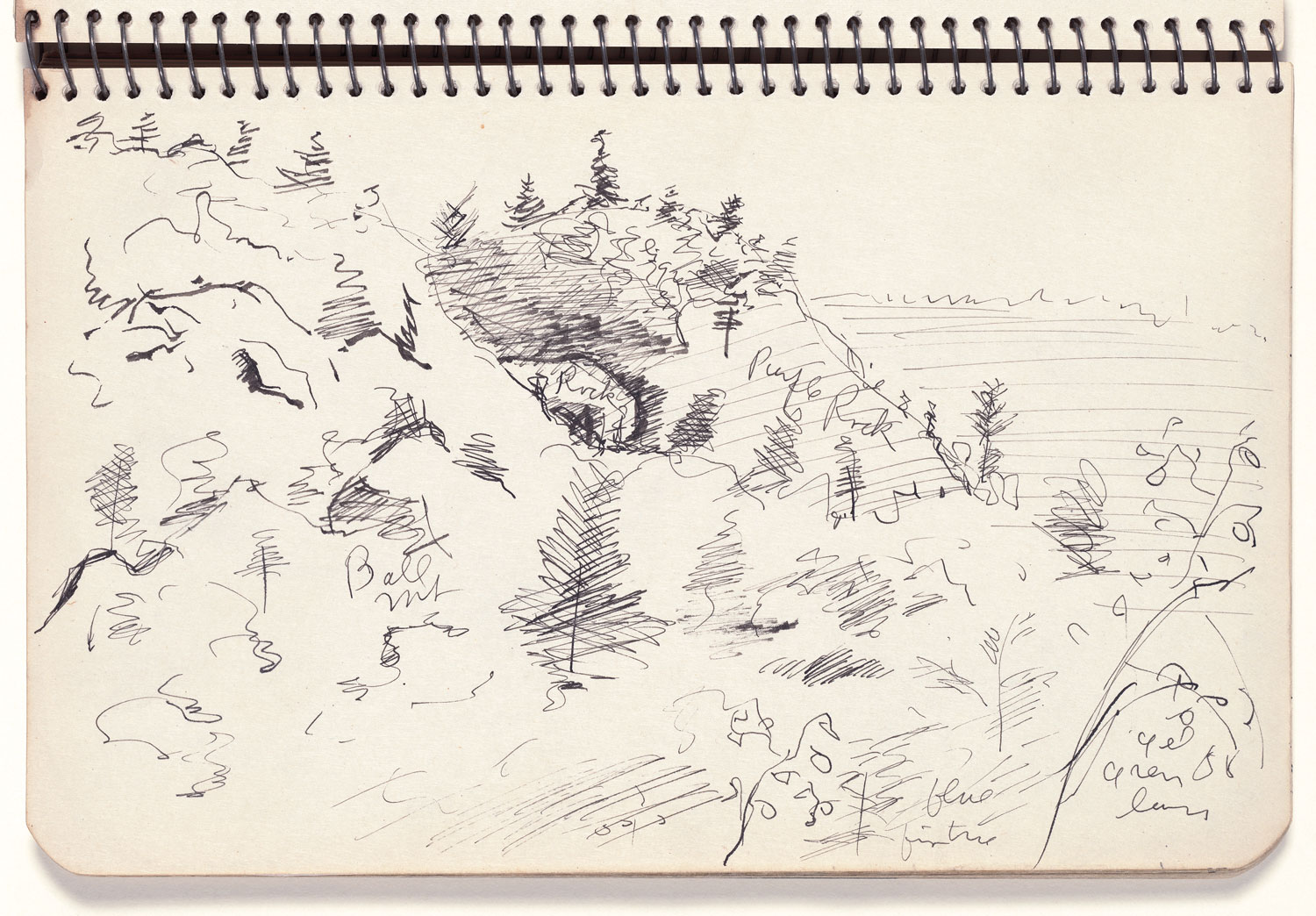 Fig. 11: Milton Avery (1885–1965), Untitled (study for Vermont Spring), from Avery’s Sketchbook (Jamaica, Vermont), 1943. Ink on wove paper, 55⁄16 × 7⅞ inches. National Gallery of Art, Gift of Sally Michel Avery. © 2016 The Milton Avery Trust / Artists Rights Society (ARS), New York.