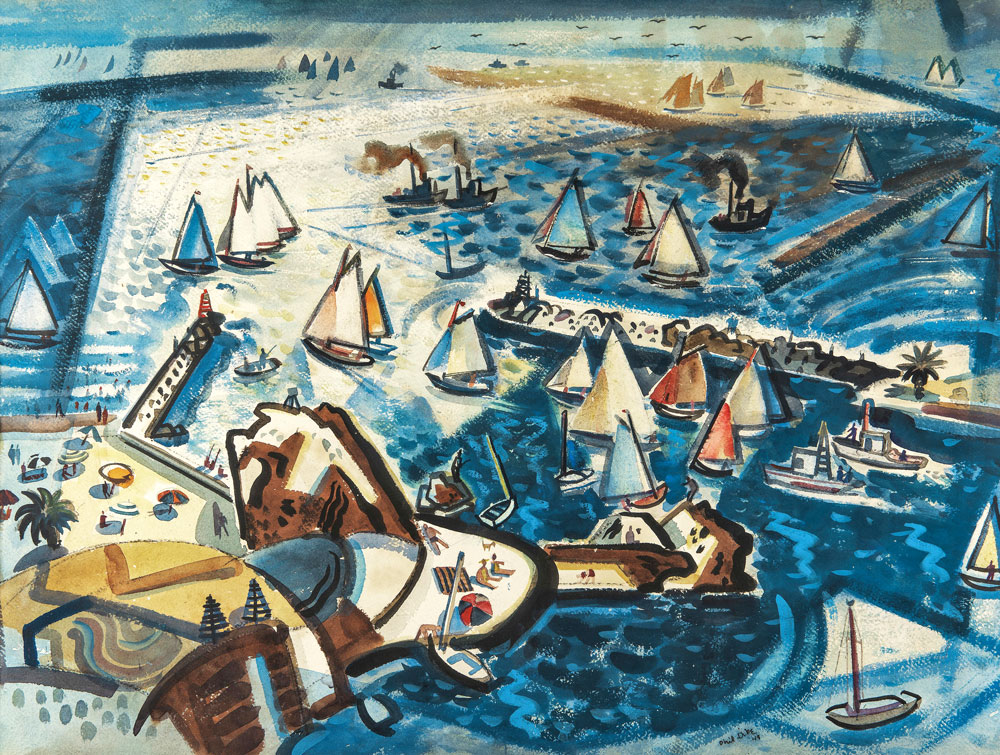 Phil Dike (1906–1990), Sunlit Afternoon, 1949. Watercolor on paper, 22 x 30 inches. Private Collection.