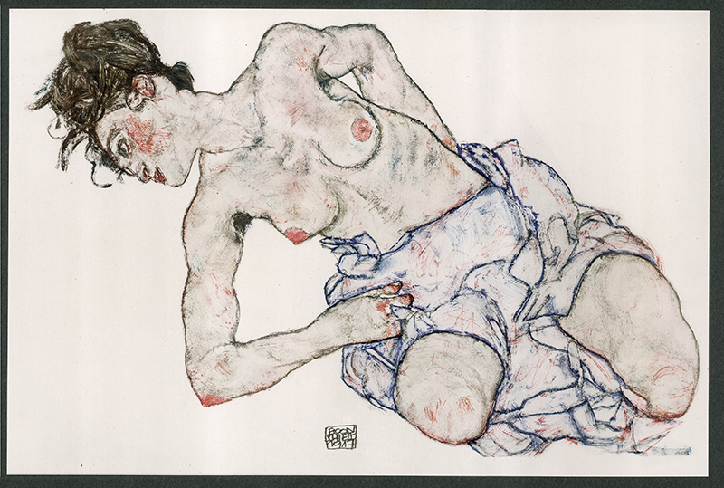 Egon Schiele, Kneeling Female Semi-Nude, from “Handzeichnungen,” 1920. Courtesy of the artist and Galerie Fledermaus.
