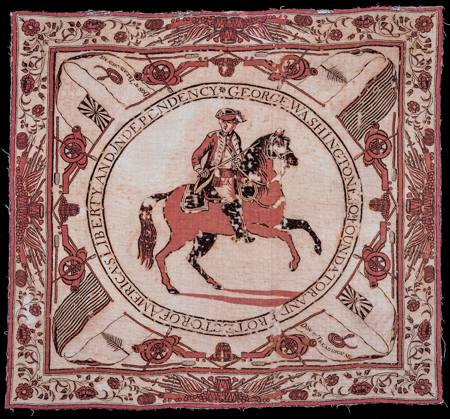 Fig 3: Handkerchief attributed to John Hewson, Philadelphia, about 1776. Gift of Henry Francis du Pont (1959.963).