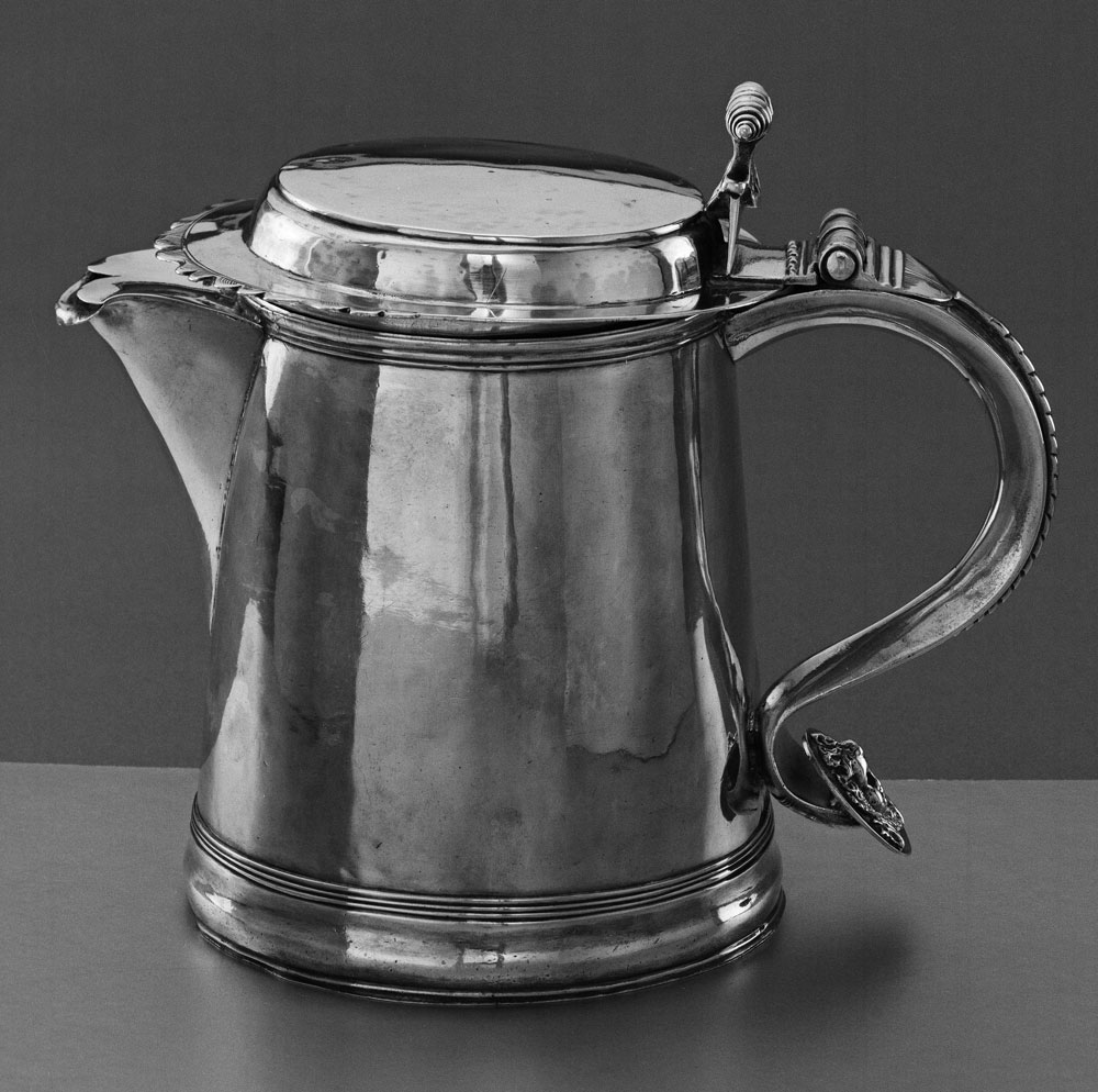 Fig. 5: Circa-1964 photograph of Jacob Gerritse Lansing tankard shown in fig. 1, right, with added spout.