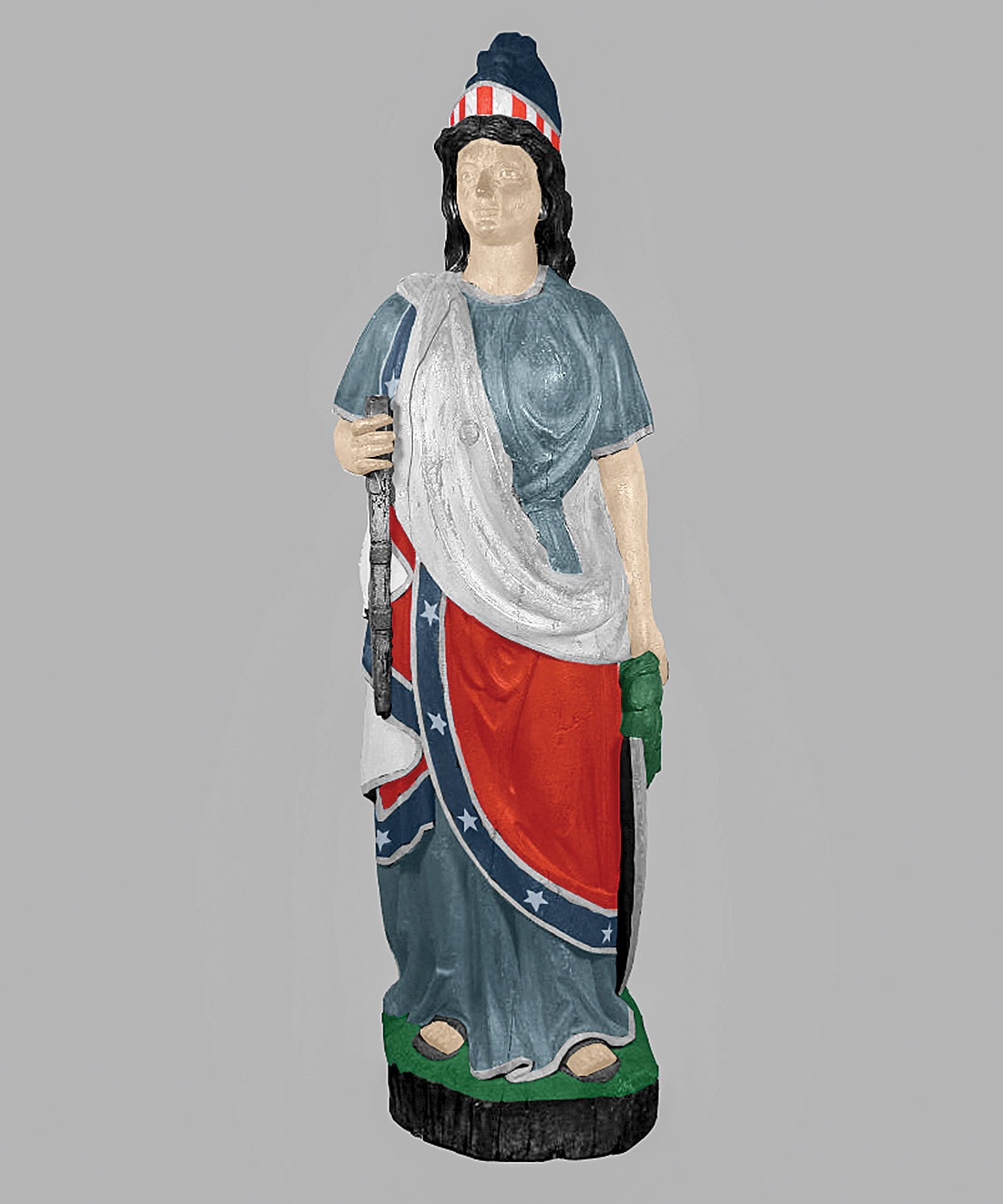 Fig. 10a: Digital rendering of the original paint scheme for the figure Columbia based on microscopic paint analysis by Colonial Williamsburg conservators.