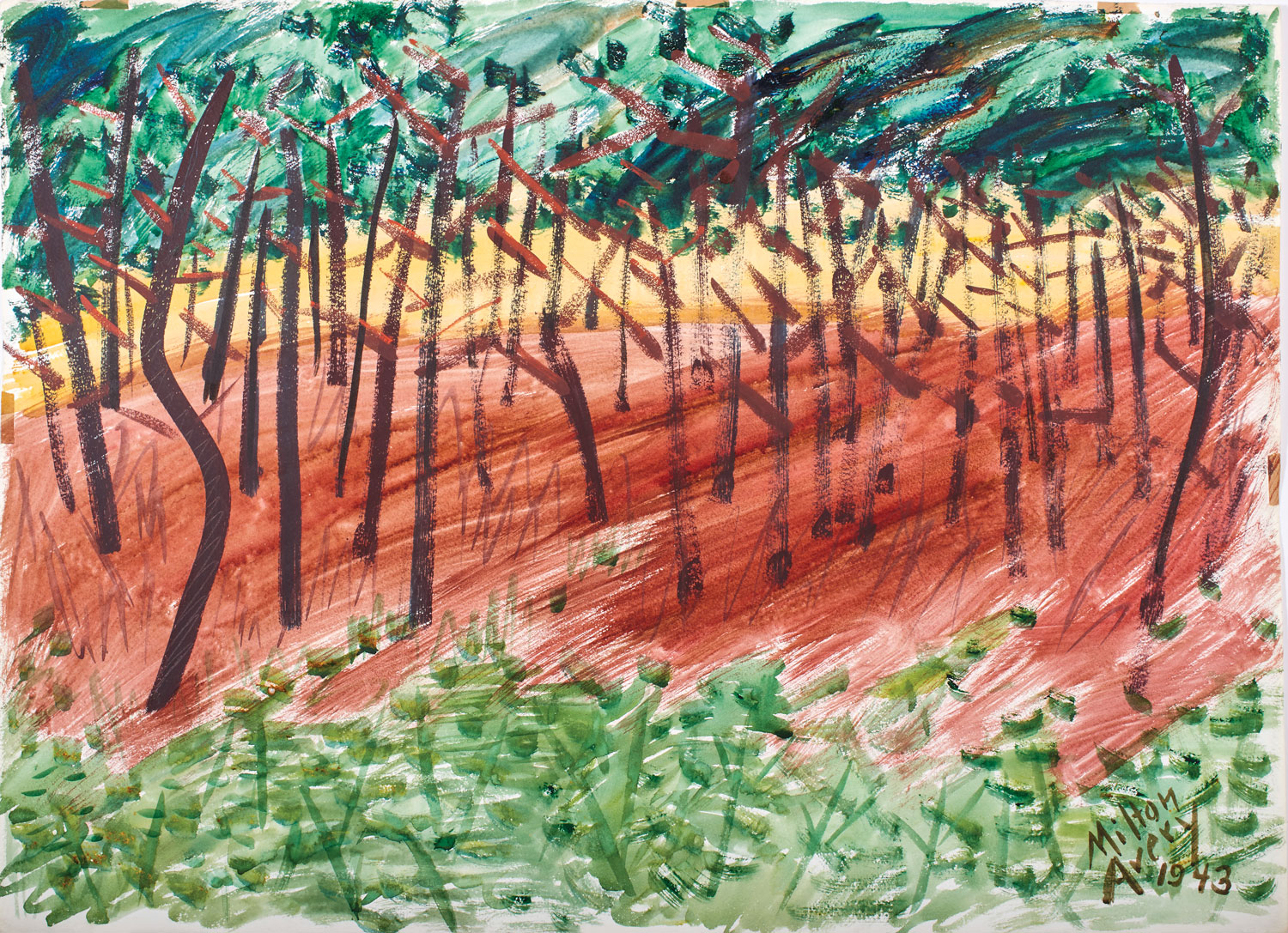 Fig. 8: Milton Avery (1885–1965), Forest at Sunset, 1943. Watercolor on paper, 22 × 30 inches. Collection of The Milton and Sally Avery Arts Foundation. © 2016 The Milton Avery Trust / Artists Rights Society (ARS), New York.