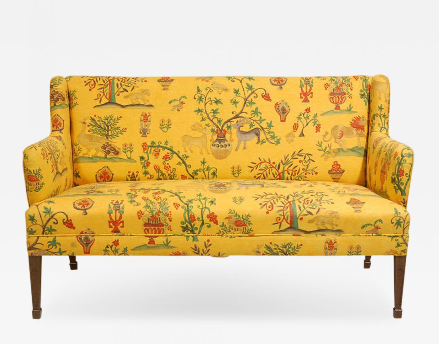 A Frits Henningsen settee, circa 1940s. Fabric and mahogany. Offered by Denmark 50.