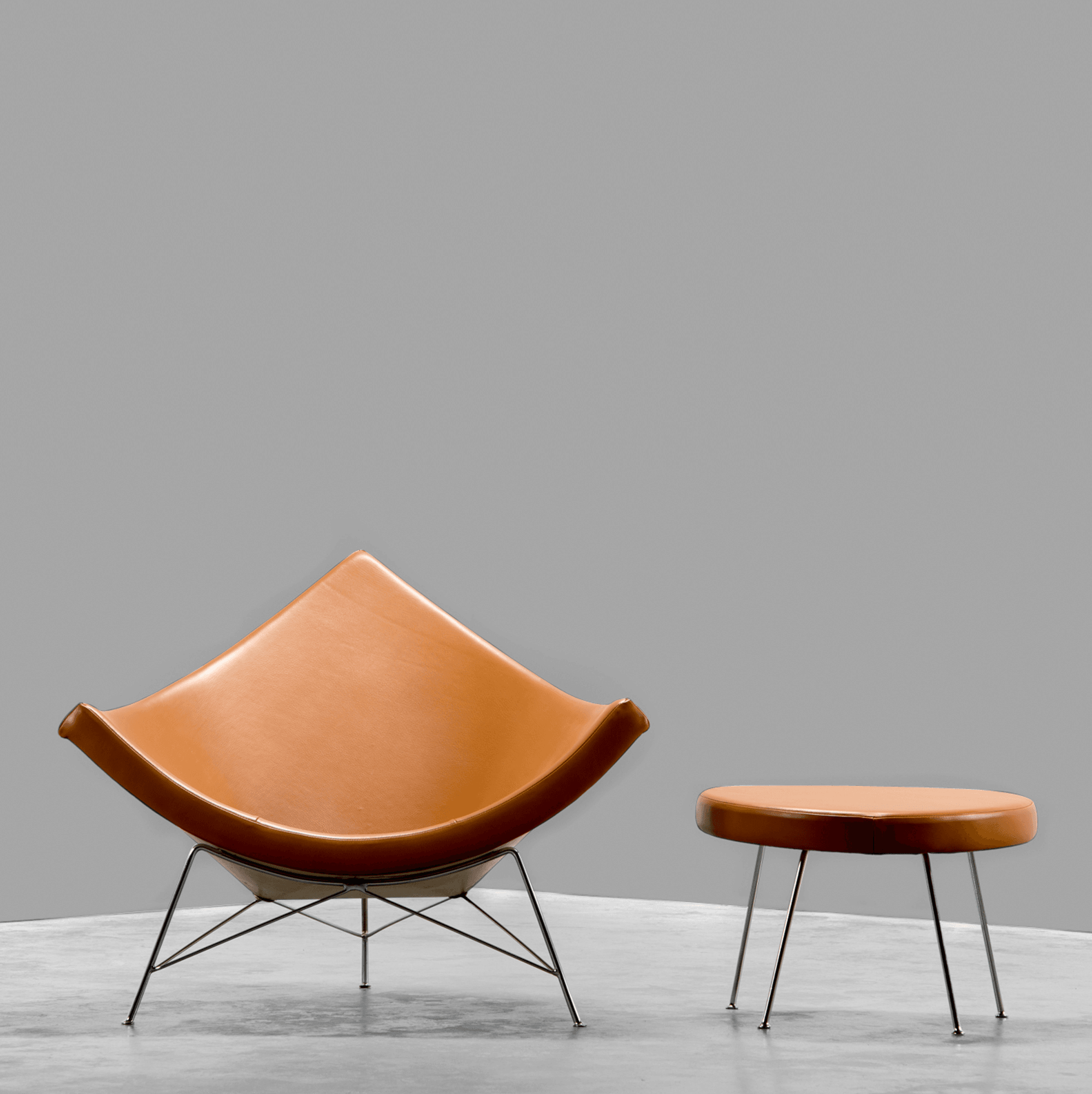 Coconut Chair and Ottoman, George Nelson for Herman Miller. Offered by The Exchange Int.