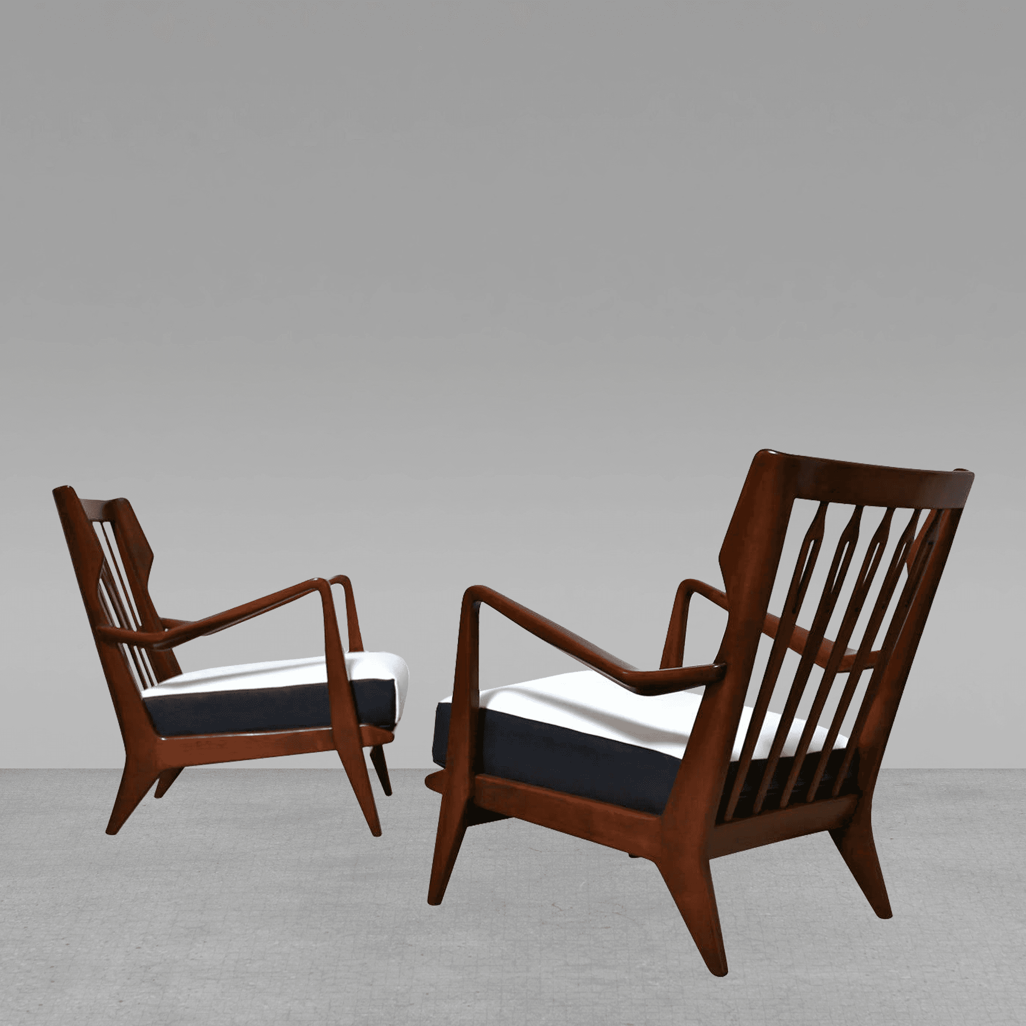 Pair of Lounge Chairs by Gio Ponti, Model No. 516, circa 1955. Offered by Archive 20th Century.