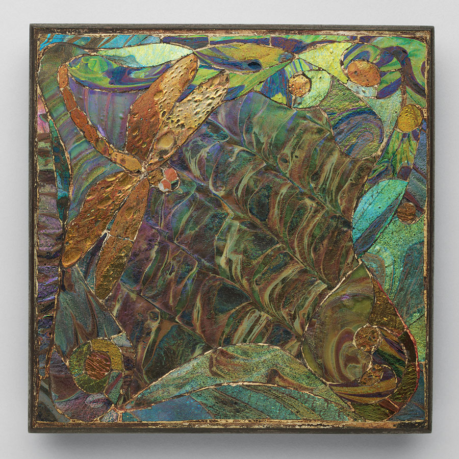 Fig. 7: Carp and dragonfly tea stand, probably designed by Clara Driscoll circa 1900–1902. Bronze and glass. H. 6©, W. 6© in. The Museum of Modern Art, New York, gift of Joseph H. Heil.
