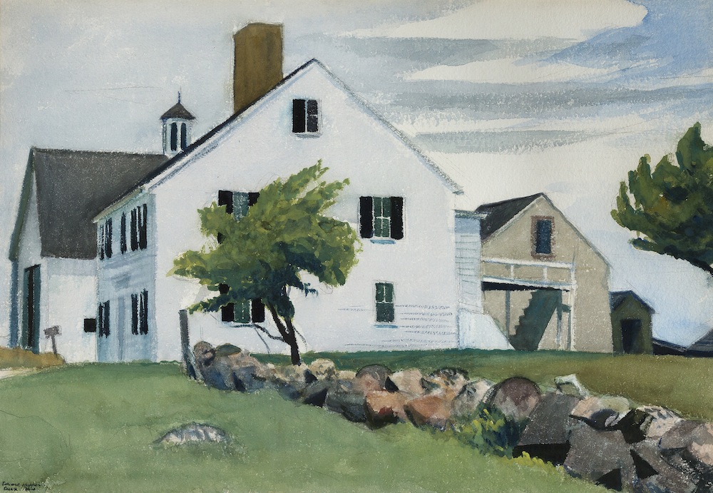 Edward Hopper, Farm House at Essex, Massachusetts, 1929. Watercolor on Paper, 14 x 20. Courtesy of the artist and Debra Force Fine Art.