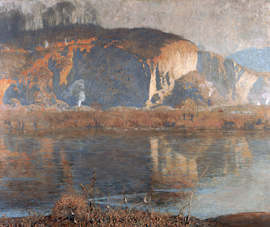 Daniel Garber, The Quarry, (ca. winter) 1917. Oil on canvas, 50 x 60 inches. Courtesy of the Pennsylvania Academy of the Fine Arts, Philadelphia. Joseph E. Temple Fund, 1918.3
