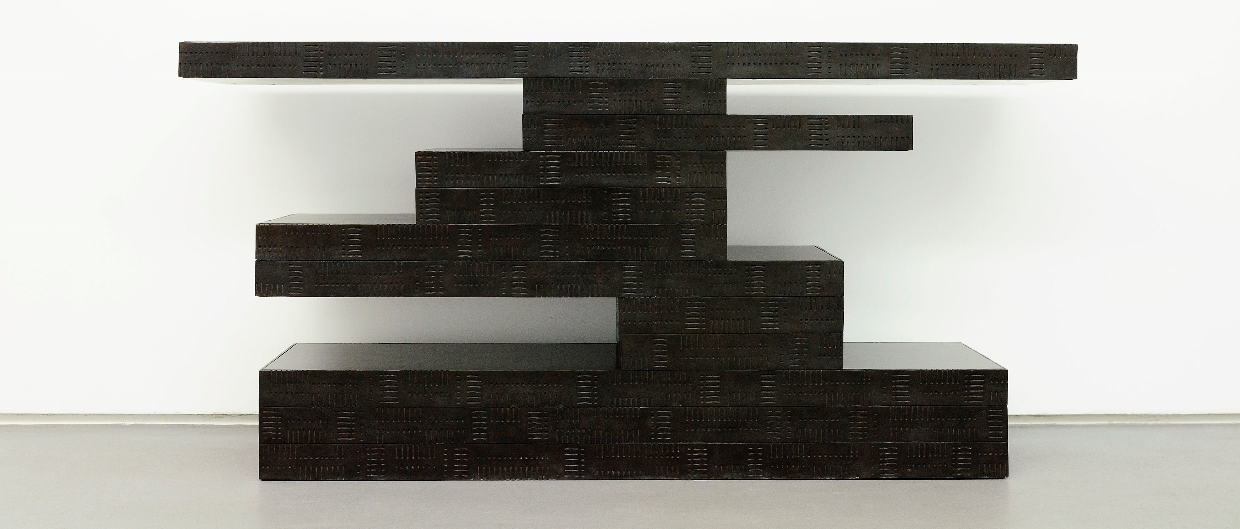 Ingrid Donat, Artbook Console, 2011. Bronze, parchment, H. 80, L. 168, W. 38 cm. Limited edition of 8 + 4 AP. Available through Carpenters Workshop Gallery.