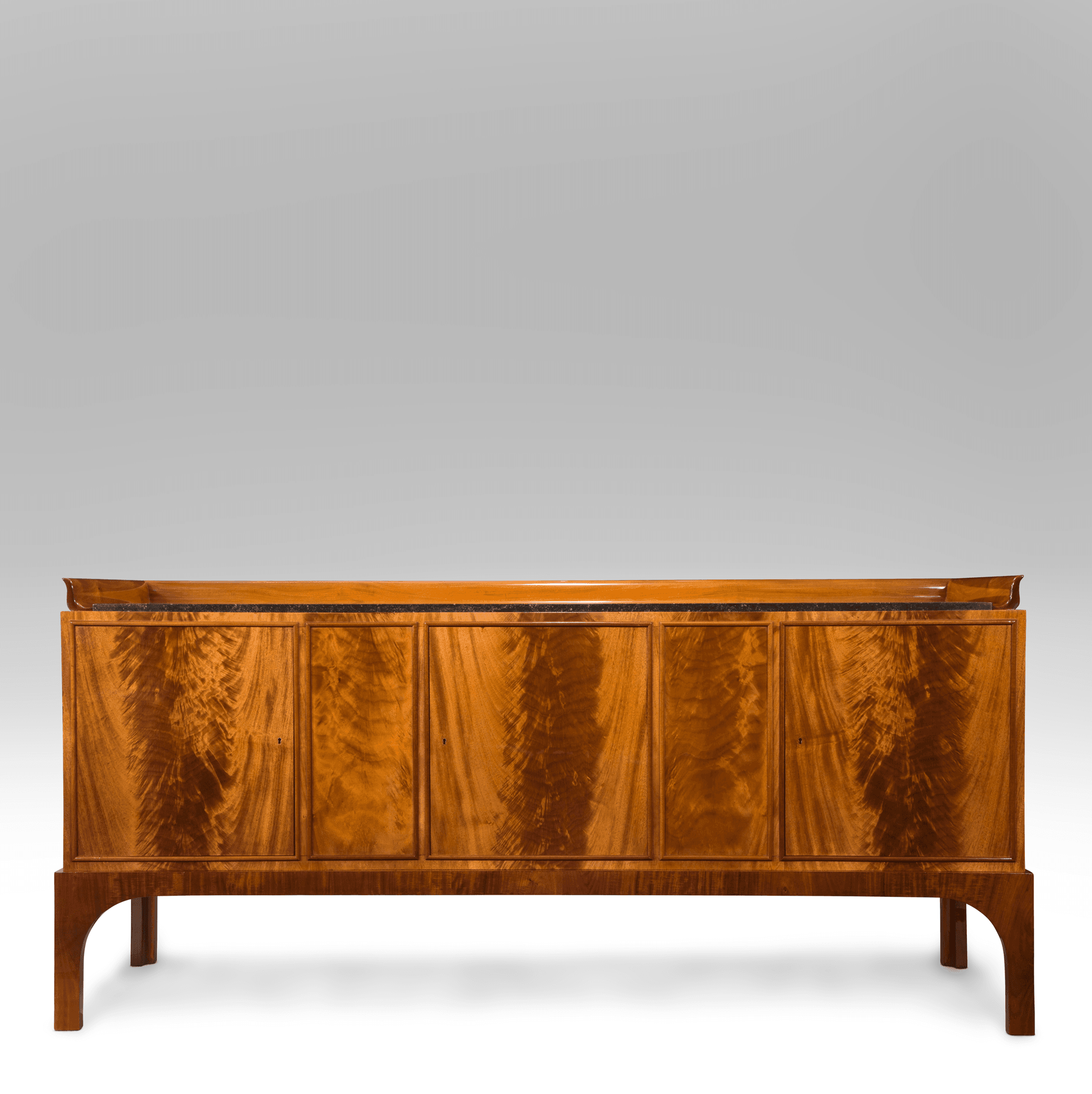An Important Cuban Mahogany Cabinet, Kaj Gottlob for AJ Iversen, 1929. Cuban Mahogany, Marble, W. 77.5, 36.25, D. 23.25 inches. Offered by H.M. Luther.