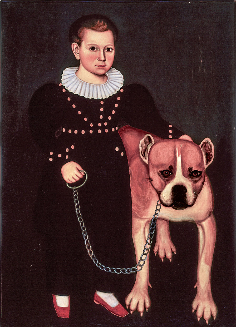 M. W. Hopkins (1789–1844), attributed, Pierrepont Edward Lacey and His Dog, Gun, probably Scottsville, N.Y., ca. 1835–1836. Oil on canvas; 42 x 30⅛ inches. Courtesy of Memorial Art Gallery of the University of Rochester, N.Y., Robert H. Dunn in memory of Ruth Hanford and James Buell Munn (78.189).