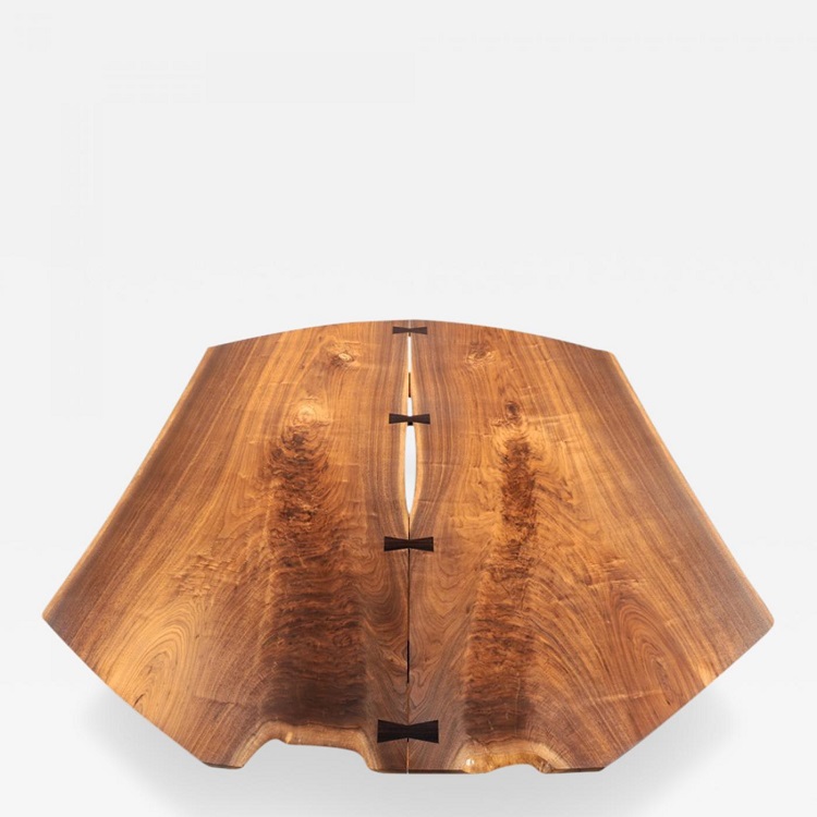 Sanso table by George Nakashima, 1986. American black walnut and rosewood. Offered by Moderne Gallery.