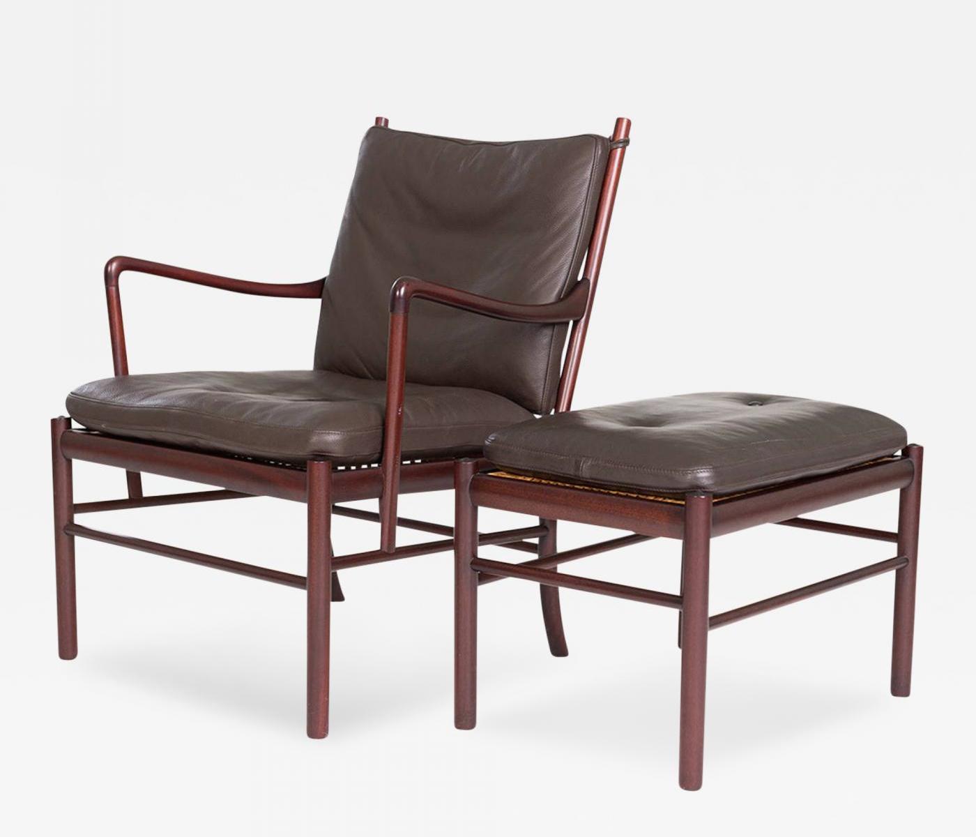 Ole Wanscher Colonial Lounge Chair and Ottoman, circa 1950s. Offered by The Exchange Int.
