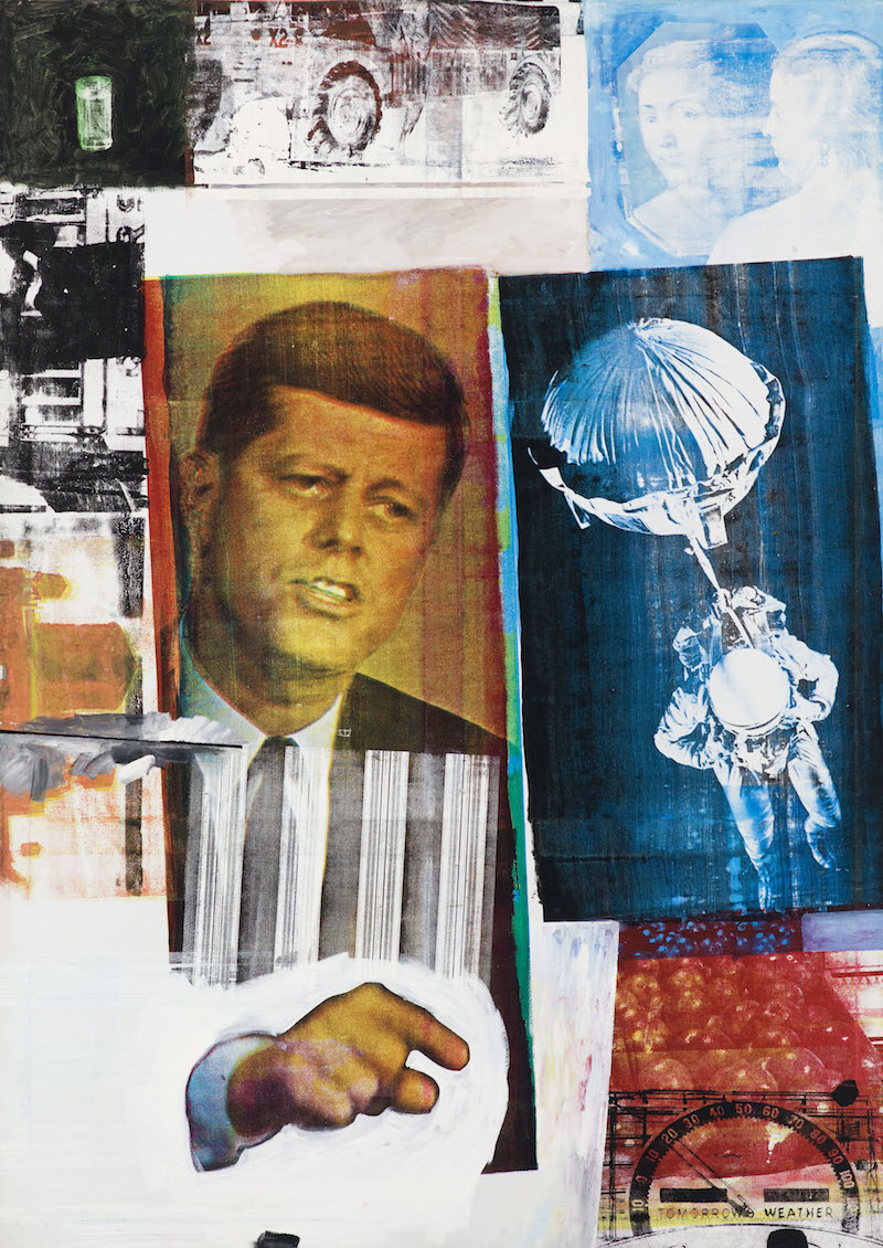 Retroactive II. 1964. Oil and silk-screen ink print on canvas. 213.4 x 152.4 cm. Museum of Contemporary Art Chicago. Partial gift of Stefan T. Edlis and H. Gael Neeson. © Robert Rauschenberg Foundation, New York. Photo: Nathan Keay © MCA Chicago.