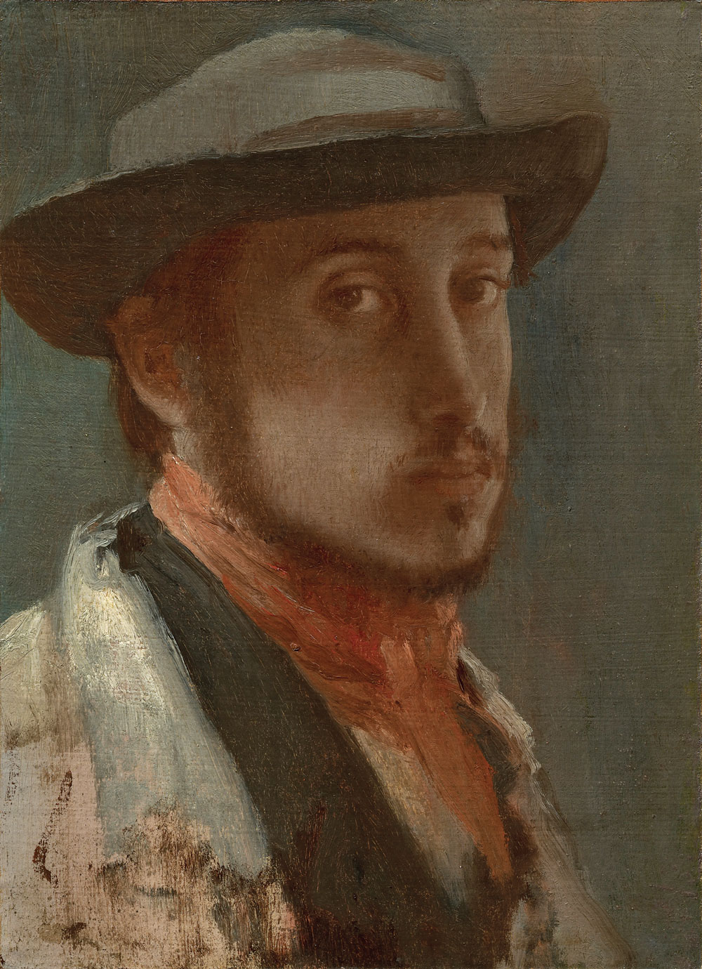 Fig. 1: Edgar Degas (1834–1917), Self-Portrait, ca. 1857–1858. Oil on paper, mounted on canvas, 10¼ x 7½ inches. Sterling and Francine Clark Art Institute, Williamstown, Massachusetts Photography by Michael Agee