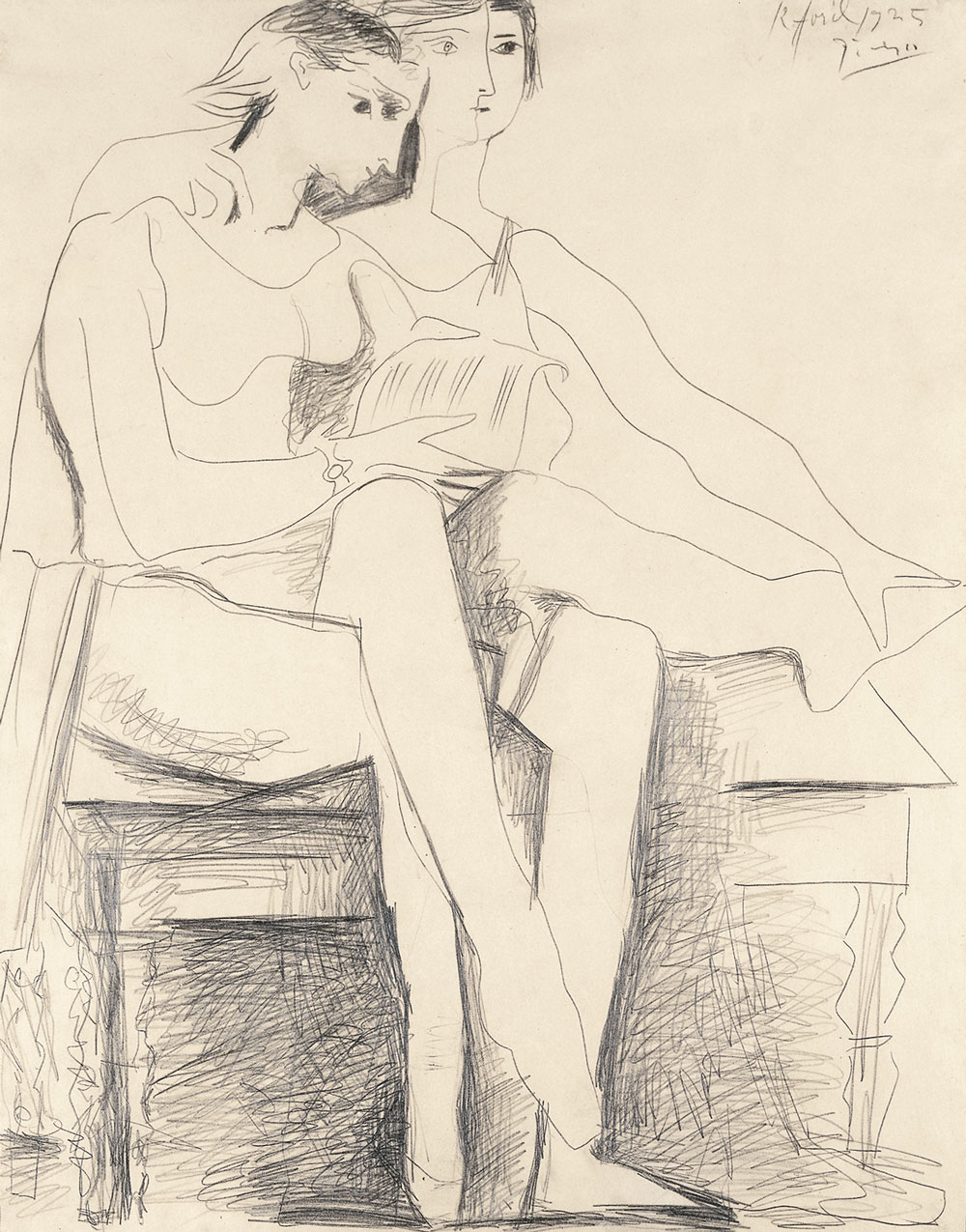 Fig. 9: Pablo Picasso (1881–1973), Two Seated Dancers, 1925. Pencil on paper, 19⅝ x 15¾ inches. Private collection. © 2010 Estate of Pablo Picasso / Artist Rights Society (ARS), New York
