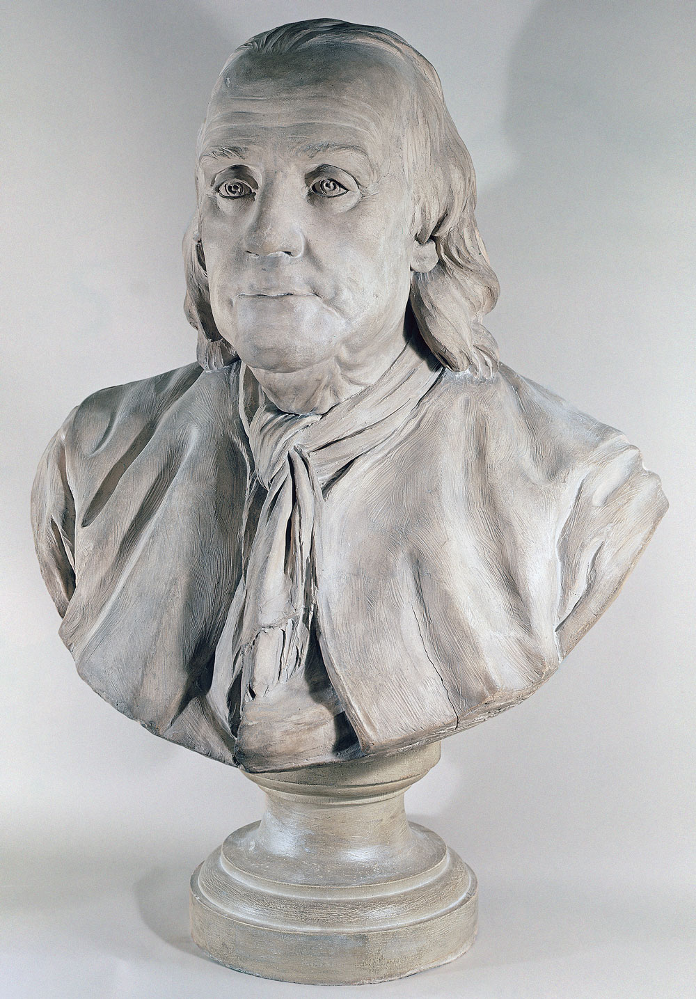 Fig. 4: Jean-Jacques Caffieri (1725–1792) Bust of Benjamin Franklin, 1777 Terra cotta, 27 x 17 x 12⅕ inches (not including base) Bibliotheque Mazarine, Paris, France Bridgeman Images