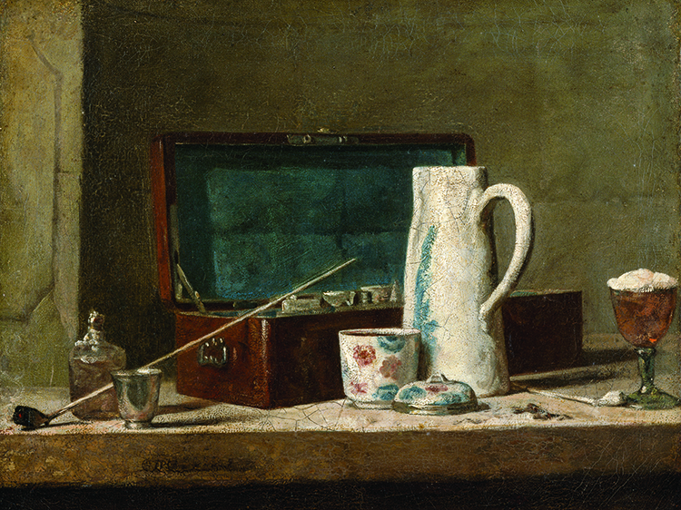 Fig. 1: Jean-Baptiste-Siméon Chardin, (French, 1699–1779), Pipes and Drinking Pitcher, ca. 1737. Oil on canvas, 127⁄16 x 16½ inches. Courtesy, Musée du Louvre, Paris. Image: © RMN-Grand Palais / Art Resource, NY. Photo: Herve Lewandowski.