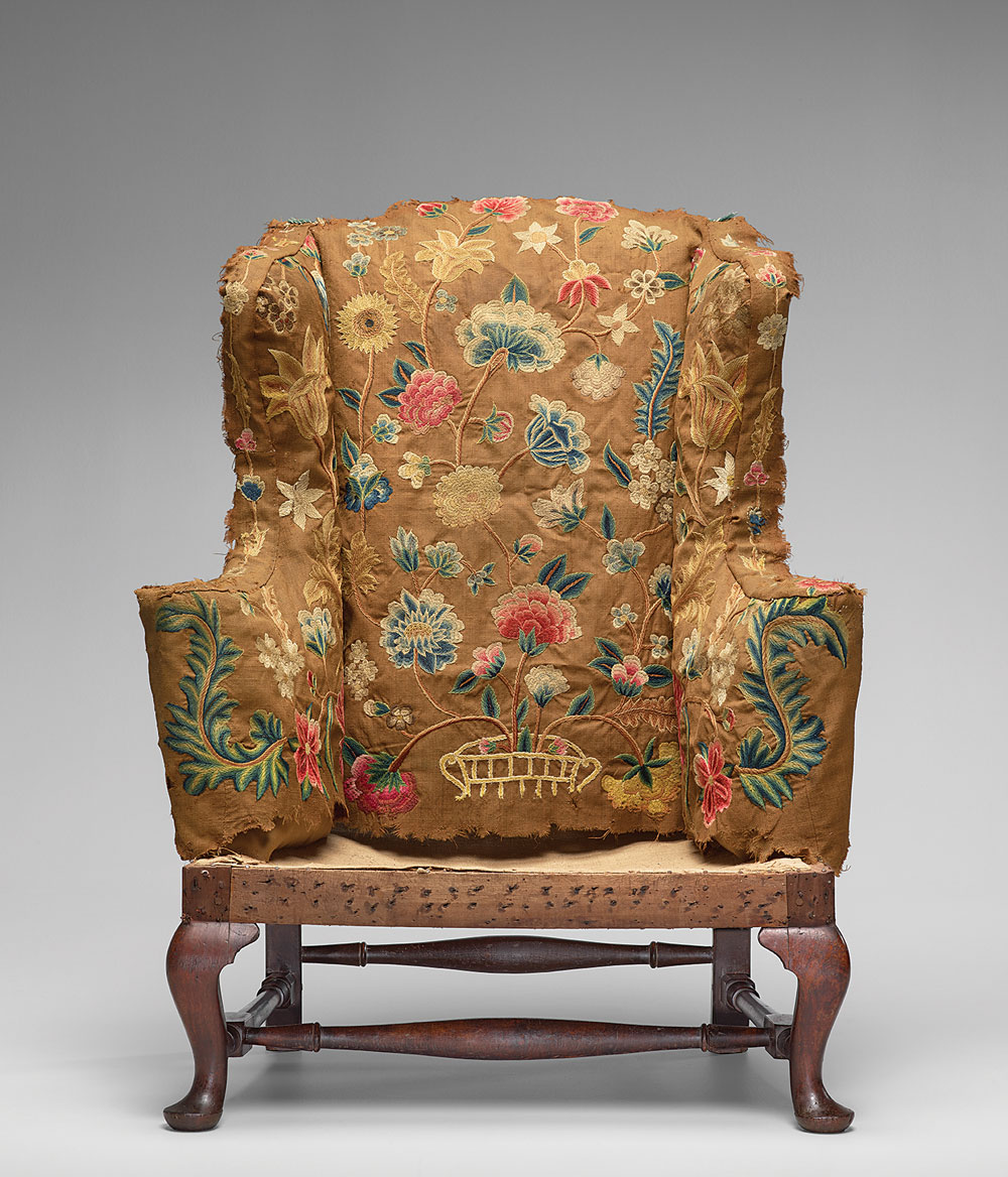 Fig. 6: Easy chair, possibly Newport, 1760–1790. Walnut, maple, and pine. H. 44½, W. 31, D. 29 in. Joe Kindig Antiques, Lancaster, Pa. (RIF5717).